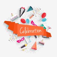 Celebration background with ribbon and party entertainment