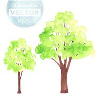 Watercolor green trees