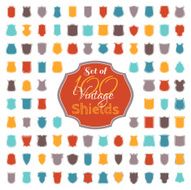 Set of 100 colourful vintage shields
