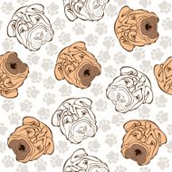 Vector seamless pattern with sharpei and traces