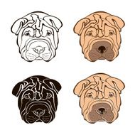 Sharpei face Vector set