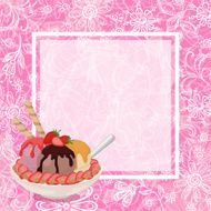 Ice Cream Strawberries and Background N2