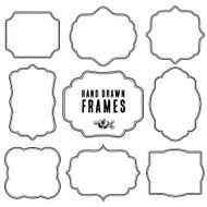 Set of vintage contour blank frames and labels