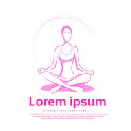 Yoga Lotus Posse Logo Icon Woman Doing Exercises Vector