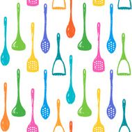 Kitchen accessories ink hand drawn seamless pattern N2