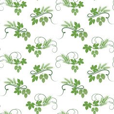 Hop and barley seamless pattern