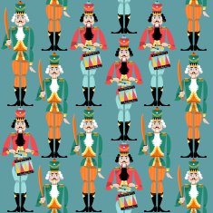 Nutcracker Retro toys Seamless background pattern
