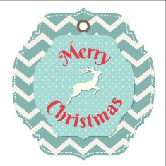 christmas card with deer on chevron pattern N2
