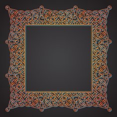 Vector lace frame in eastern style on dark background