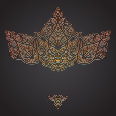 Vector lace card in eastern style on dark background N2