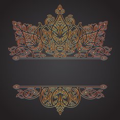 Vector lace card in eastern style on dark background N3