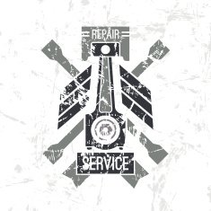 Car service piston emblem