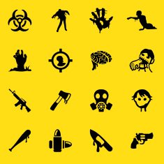 Zombie Land Yellow Silhouette icons
