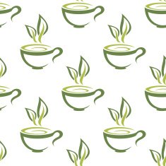 Cups of herbal tea seamless pattern