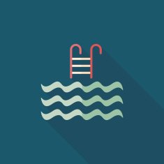 Pool flat icon with long shadow N12