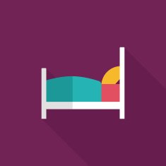 Hotel bed flat icon with long shadow N7
