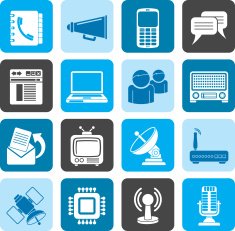 Silhouette Communication connection and technology icons