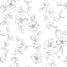 Elegant monochrome flowers fabric N4
