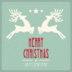 reindeer fly merry christmas vintage