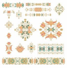 Set of decorative elements in oriental style (vector) N18