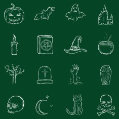 Vector Chalk Halloween Icons N2