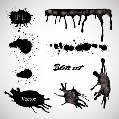Ink Blot Collection Isolated On White Background N2