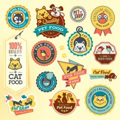 Set of animal labels and stickers