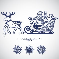 Jolly Santa Claus in sleigh with a sacks of gifts N2