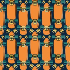 Seamless pattern with the image of longboard N2