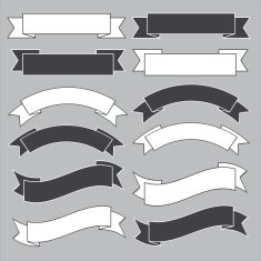 Old ribbon banner black and white N2
