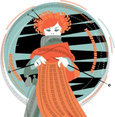 Knitting woman Vector illustration N2