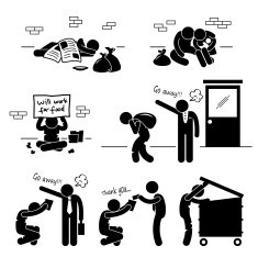 Homeless Man Family Beggar Jobless Pictogram N2