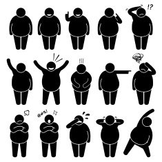 Fat Man Action Poses Postures Pictogram N2