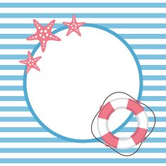 Nautical card with starfish and lifebuoy N2