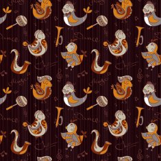 Cartoon jazz orchestra concept wallpaper Birds sing and dancing