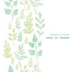 Textile textured spring leaves vertical frame seamless pattern background