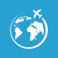 Vector icons airplane fly around the planet earth N2