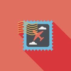 Aircraft stamp flat icon with long shadow N3
