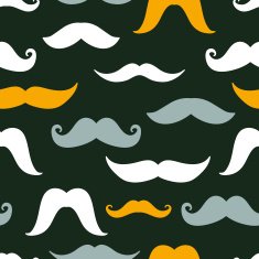 Fun silhouette mustaches seamless pattern background N2