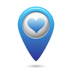 Map pointer with heart icon N2
