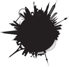 Global city skyline - Raster image