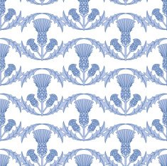 Light Blue Scottish Thistle Wavy Repeating Pattern