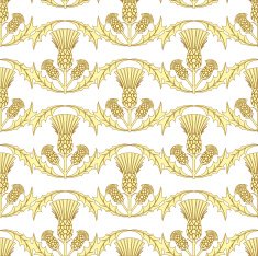Yellow Scottish Thistle Wavy Repeating Pattern In And Brown