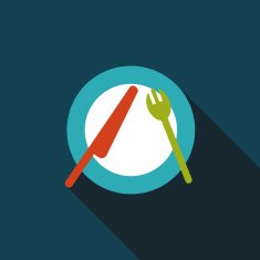dishware and cutlery flat icon with long shadow N2