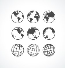 Vecrot globe icon set N2