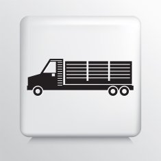 Square White Icon With Silhouette Logistics Transport Truck N2