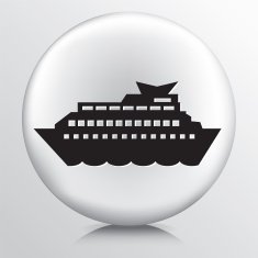 Round White Icon With Silhouette Cruise Ship In The Ocean N2