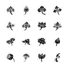 Thai Motifs Flowers Silhouette Icons