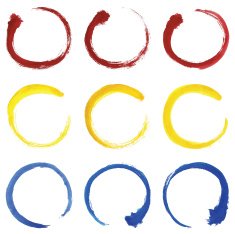 Circular Primary Color Brush Stroke