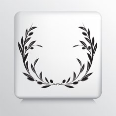 Square Icon With Olive Branches Wreath N5